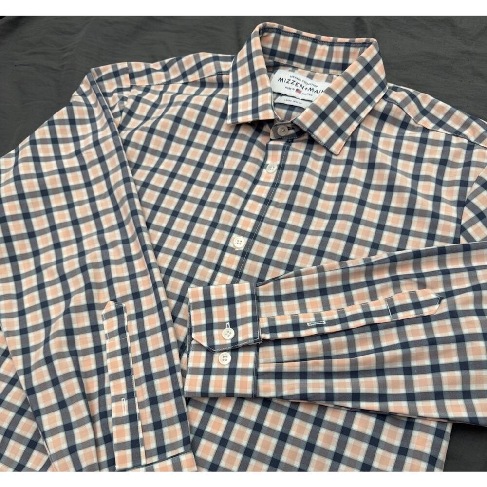 Mizzen+Main Leeward Shirt Men’s Large Trim Fit Plaid Performance Stretch USA L/S